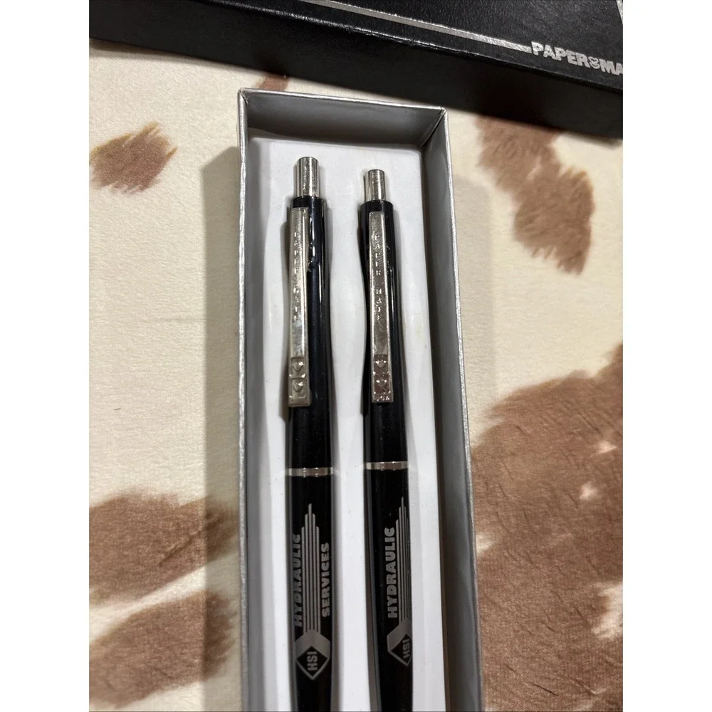 VTG 1980s Paper Mate double heart black body chrome  pen & mechanical pencil set